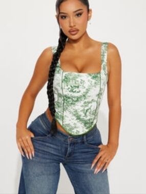 Fashion Nova Floral Cottagecore Toille Bustier Corset Top